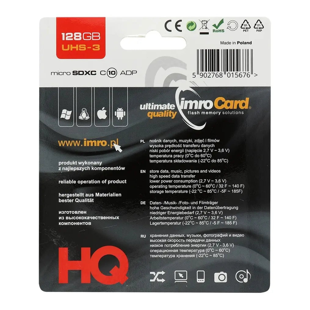 IMRO microSD 128GB UHS-3 inkl. Adapter