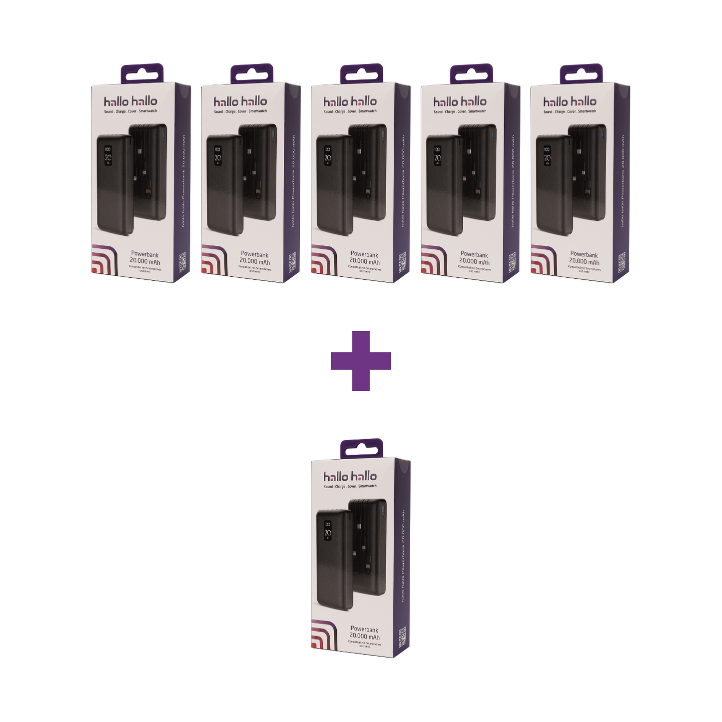 hallo hallo Power Bank Universal 20000mAh Bundle (5+1 Aktion)