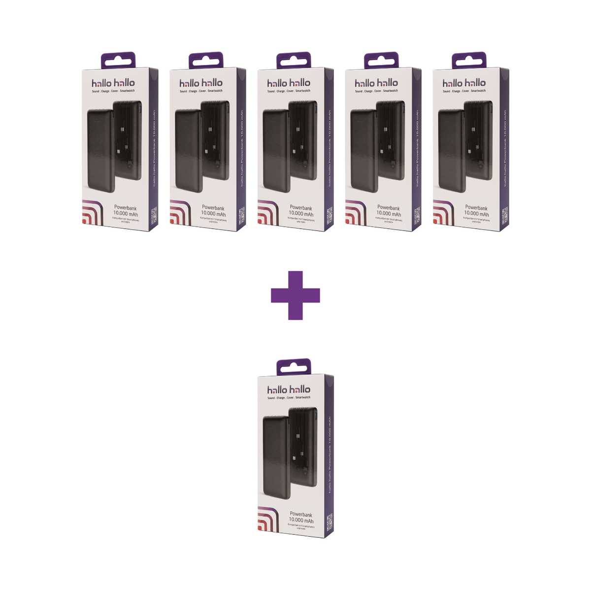 hallo hallo Power Bank Universal 10000mAh Bundle (5+1 Aktion)