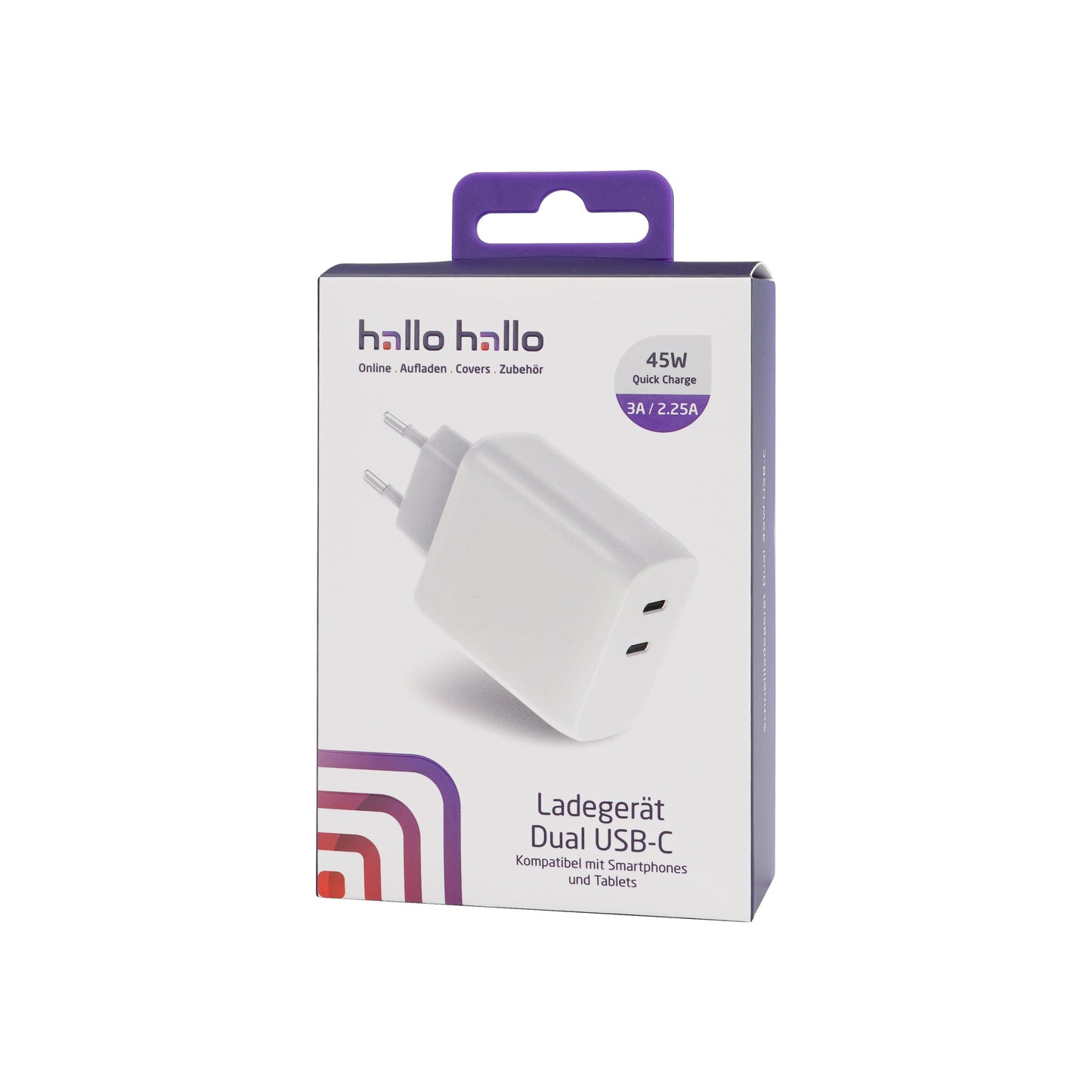 hallohallo Universal Reiselader Dual USB-C 3A 45W