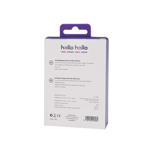 hallo hallo Universal Reiselader Dual USB-C 3A 45W