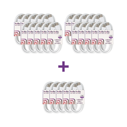 hallo hallo Universal Lade-Datenkabel USB-C auf USB-C 25-60W Bundle (20+5 Aktion)