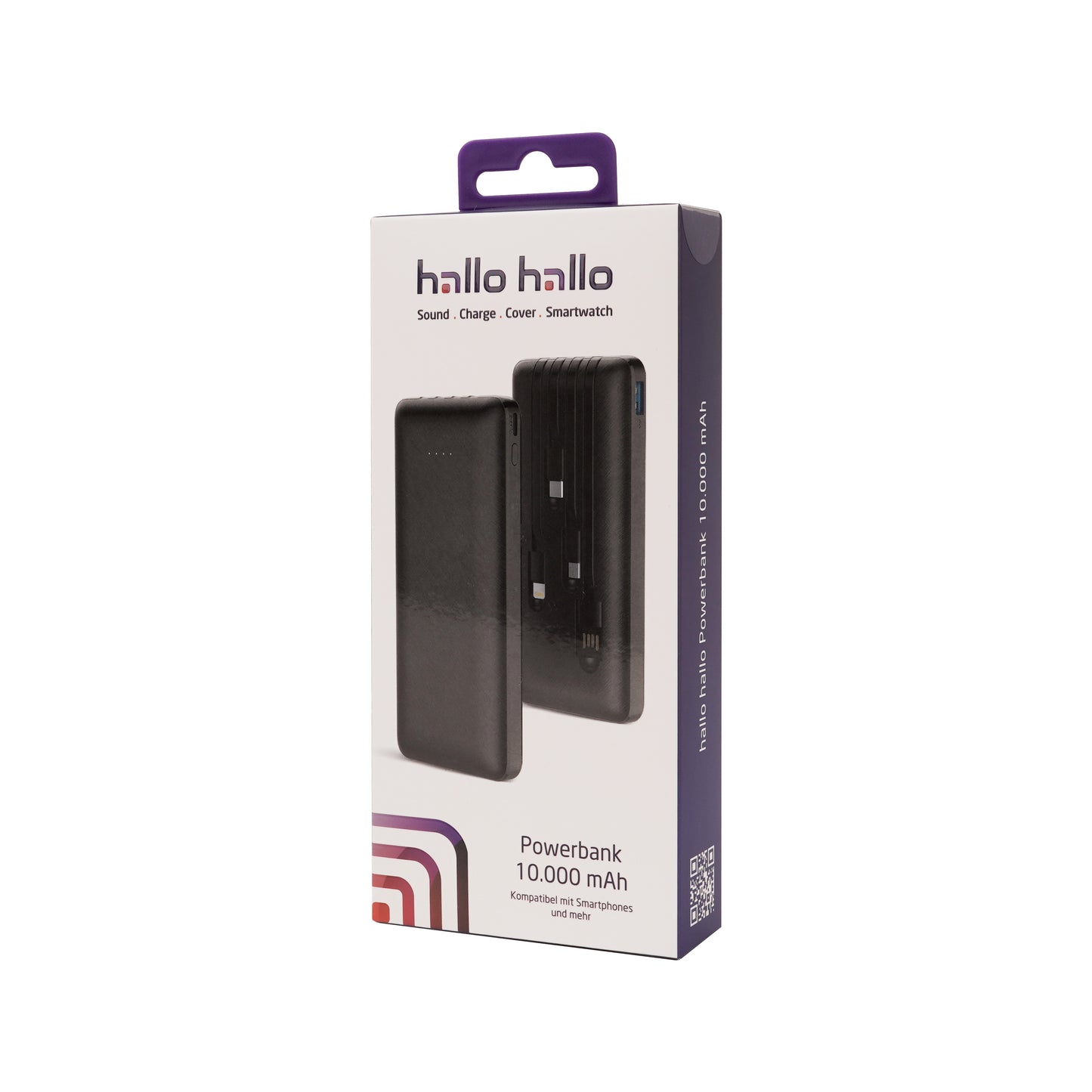 hallo hallo Power Bank Universal 10000mAh USB-A, USB-C, Micro-USB und Lightning mit Quick Charge